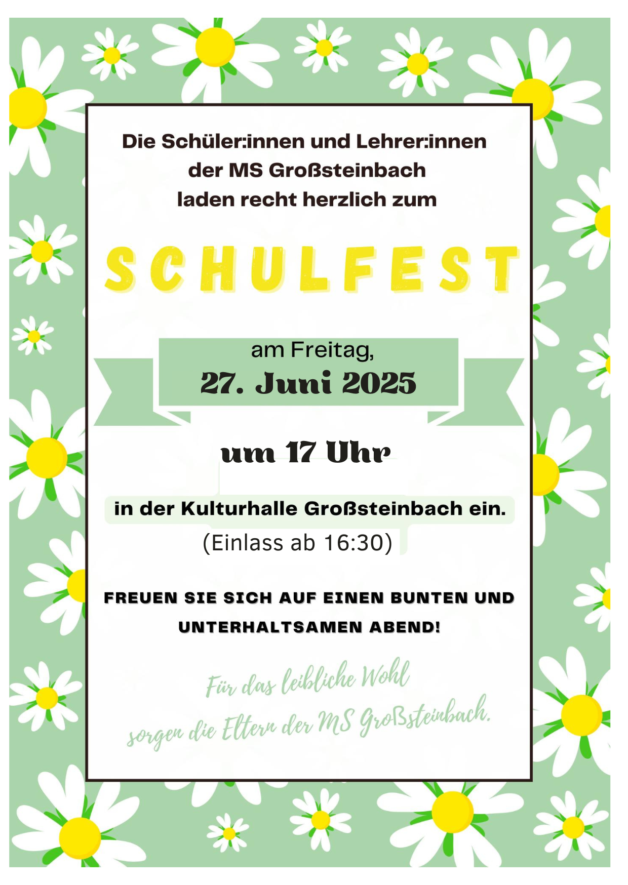 EINLADUNG Schulfest 2025